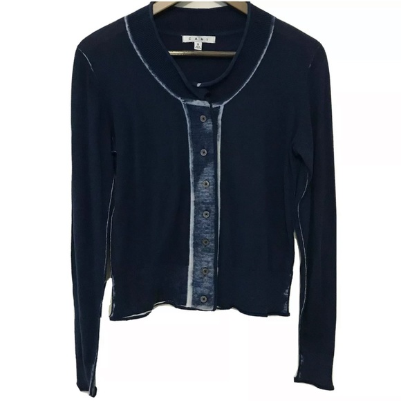 CAbi Navy Blue Tie Dye Centerfield Lightweight Cardigan Sweater Style 287 Small - Picture 1 of 13